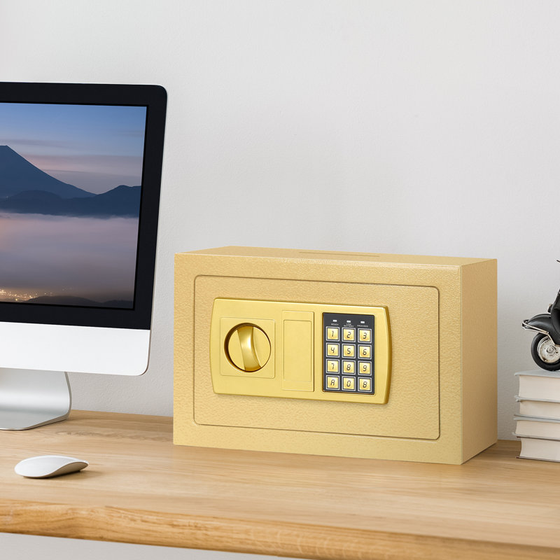 Mini Safe - Money Box Compact Safe For Cash Storage, Gold