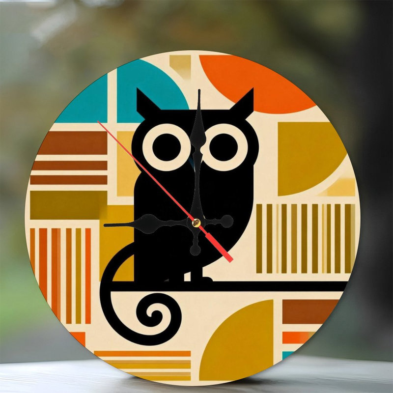 Horloge murale ronde en bois 10 po, mouvement à quartz silencieux, imprimé UV, à piles, Beige