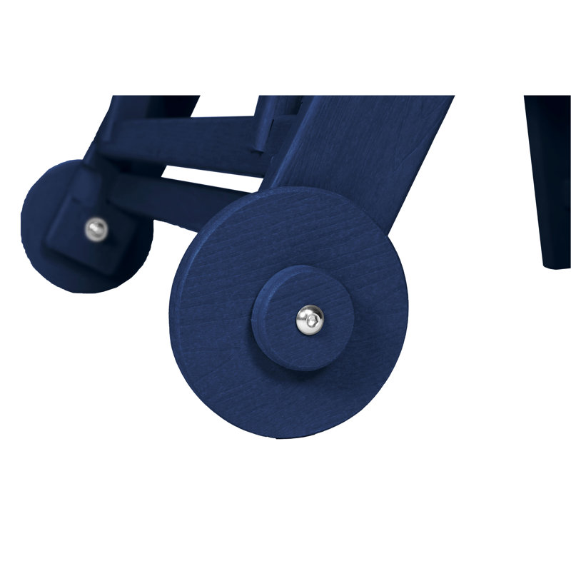 2Pcs Outdoor Lounge Chair, 5 Positions With Wheels & Cup Holder, Navy Blue, Oxidizing For Deck, Poolside, Patio Sound-Absorbing