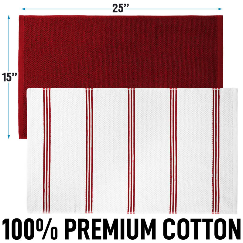 Paquet de 3 serviettes de cuisine en coton absorbantes réutilisables 15 po x 25 po Zulay Kitchen , Rouge