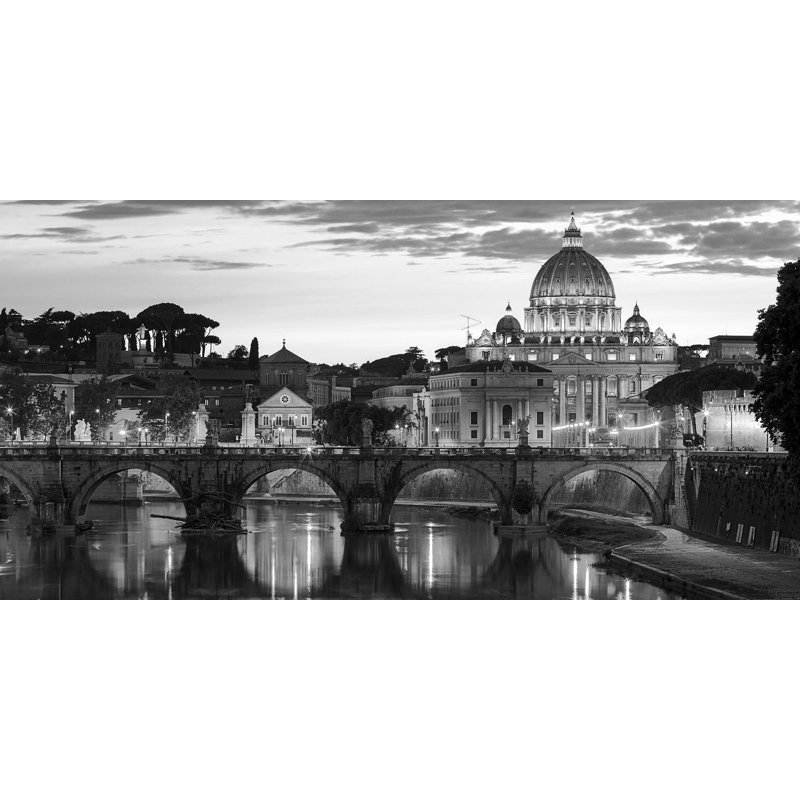 Night View At St. Peter's Cathedral, Rome - Wrapped Canvas Print, 35cm H x 70cm W x 4cm D