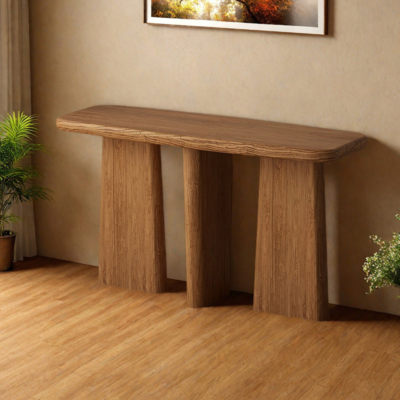 Nordic-style creative solid wood console table, Brown