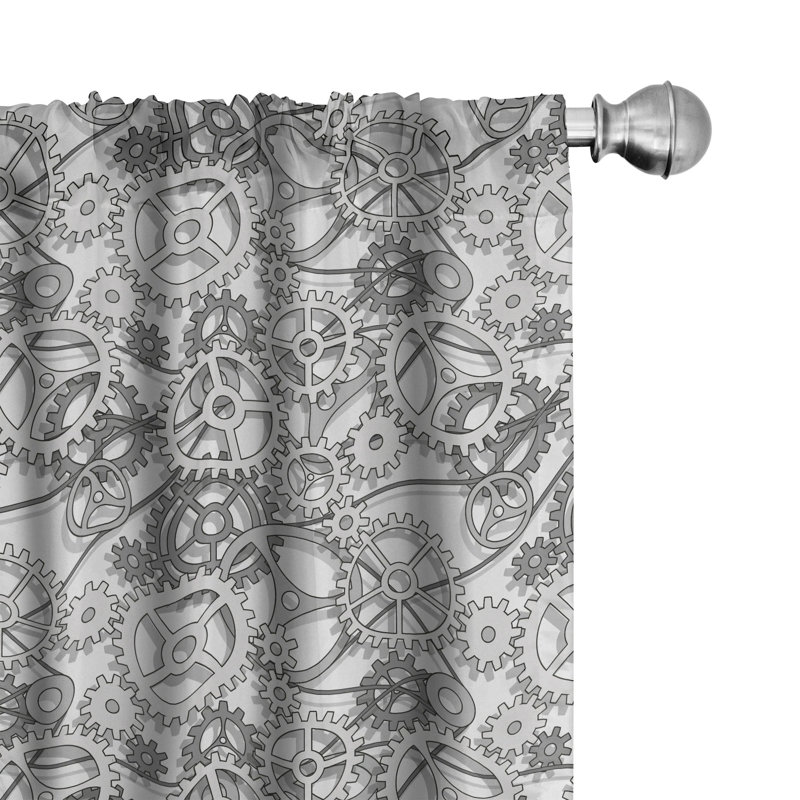 Steampunk Semi-Sheer Rod Pocket Curtain Panels, 28" x 63"
