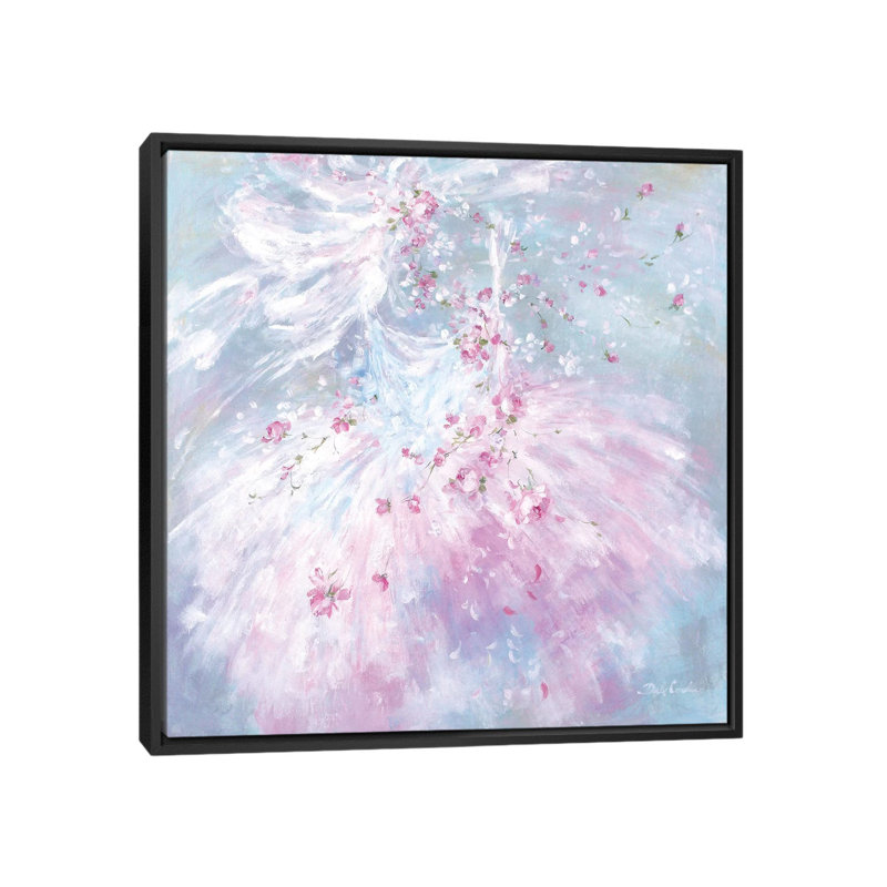 « Rosebuds tutu I » par Debi coules-reproduction d’art, H 37 po x l 37 po x P 1,5 po, Toile avec cadre noir, Pas de tapis