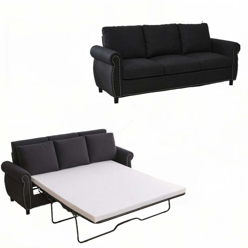 Canapé-lit 81,5 po à 3 places avec canapé-lit et matelas, Gris foncé