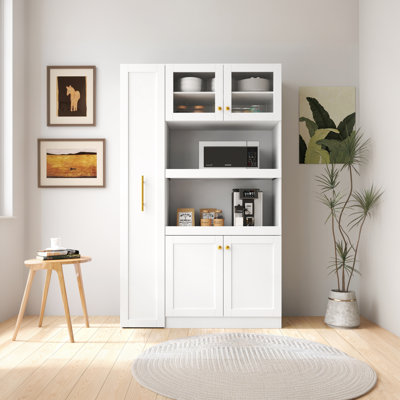 Buffet de cuisine avec tablettes de rangement extensibles à plusieurs niveaux, armoire de rangement à 4 portes pour la cuisine, la salle à manger et le salon