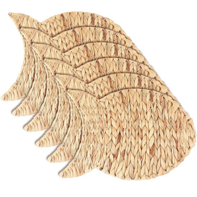 4 Pack Fish Woven Placemats, Water Hyacinth Nautical Rattan Chargers For Dining Table, Coastal Beach Theme Table Decor, Farmhouse Boho Weave Plate Mats