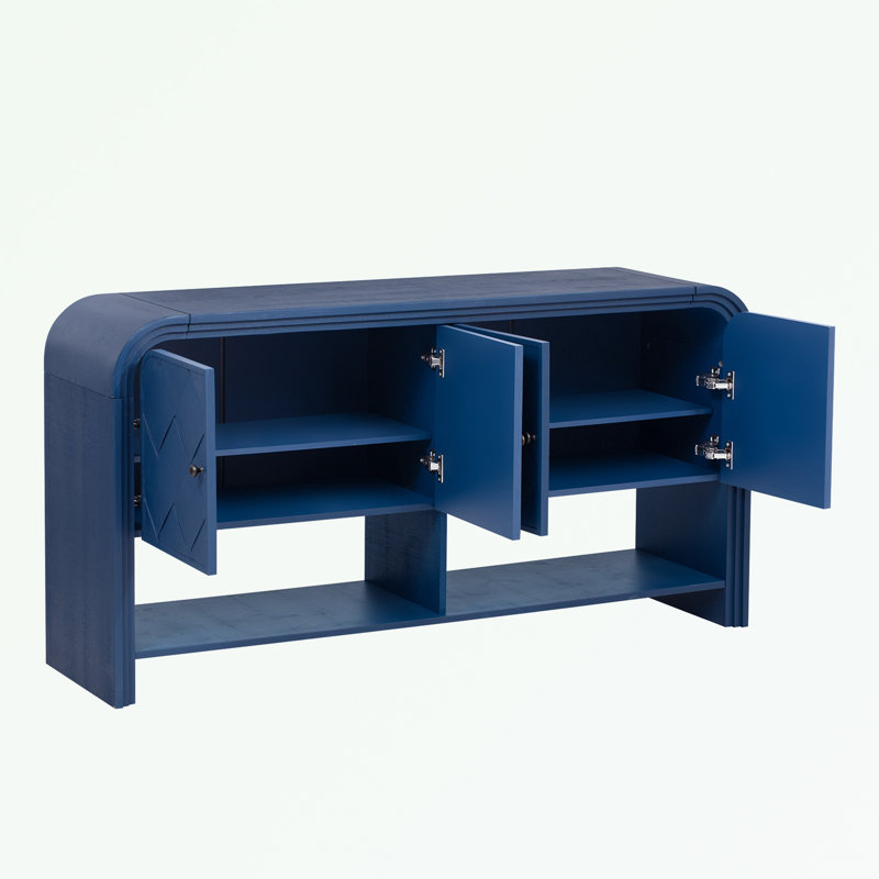 console table with four doors and bottom shelf, Navy Blue