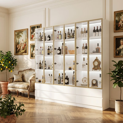 Armoire à vin avec porte en verre Modern Lighting - éclairage DEL, 6 tiroirs