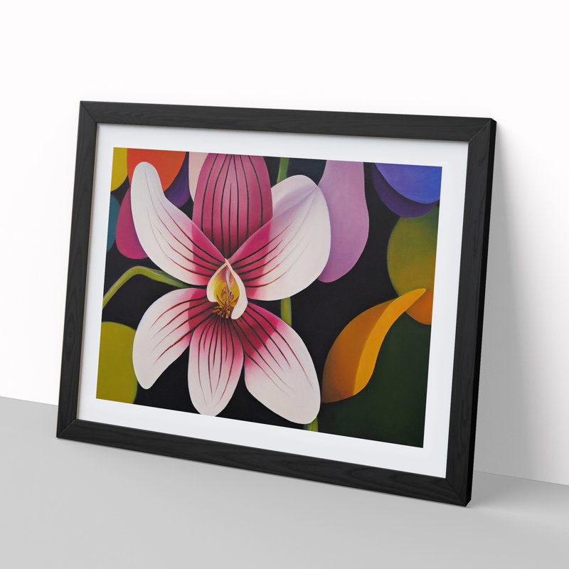 Abstract Orchid Flower - Framed Print, 46cm H x 64cm W x 2cm D, Black