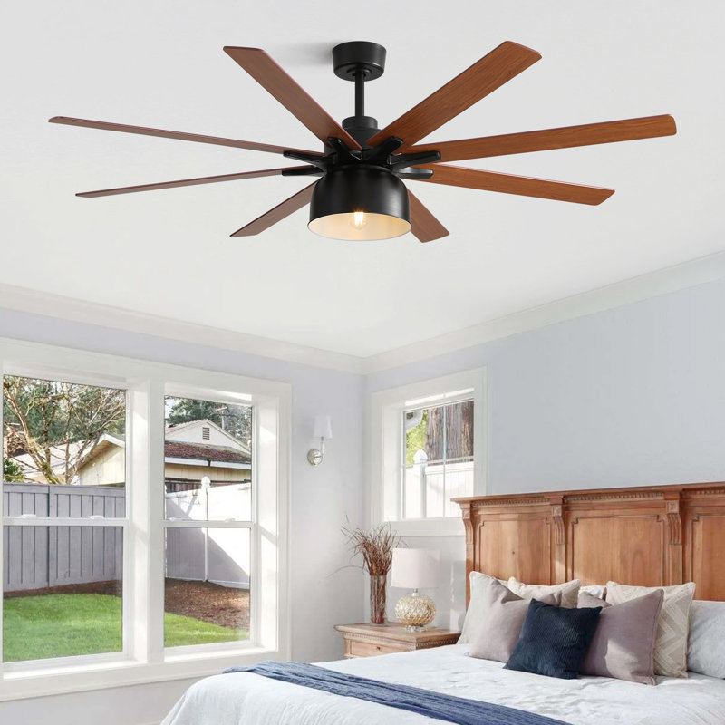 Bartling 52"/66" 8-Plywood-Blades Modern Ceiling Fan with Lighting Kit and Smart Remote, 52"