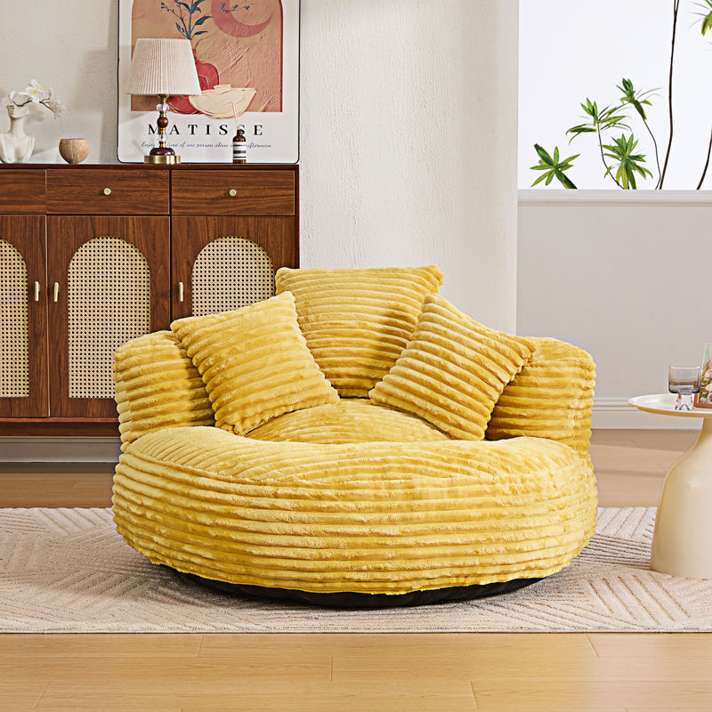 Fauteuil à billes avec coussins, Mustard Yellow