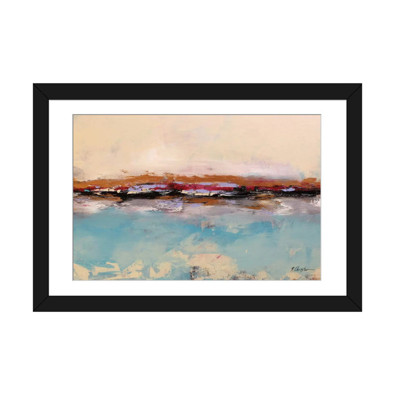 « seascape », reproduction sur toile, H 16 po x l 24 po x P 1 po, Papier d'art encadré noir, Blanc