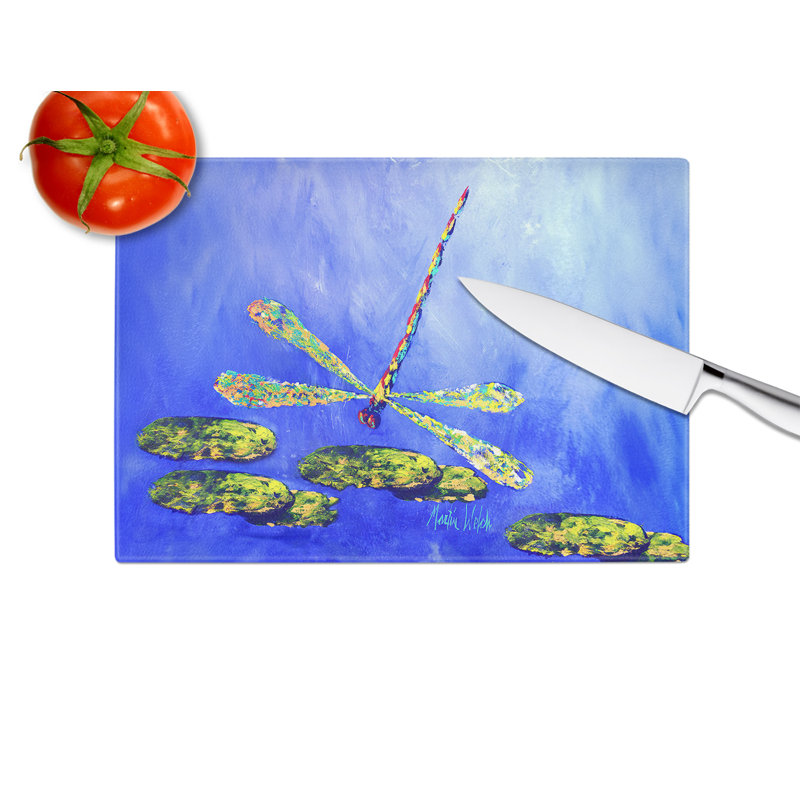 Blue Dragonfly Glass Cutting Board