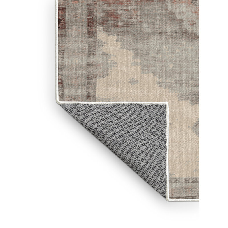 Tapis beige surteint lavable à la machine, Rond 3 pi
