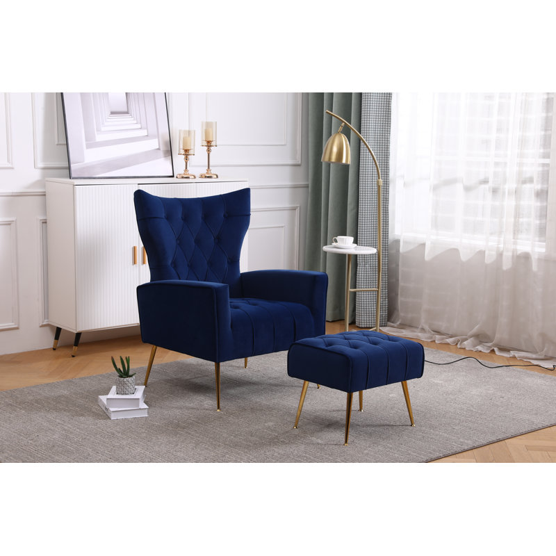 Fauteuil d'appoint avec repose-pieds Wickham Polperro, Bleu