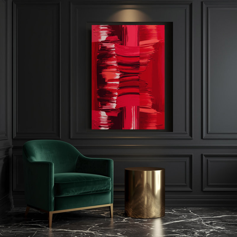 «Abstract Color Field 18», art mural sur toile rouge, H 30 po x l 20 po