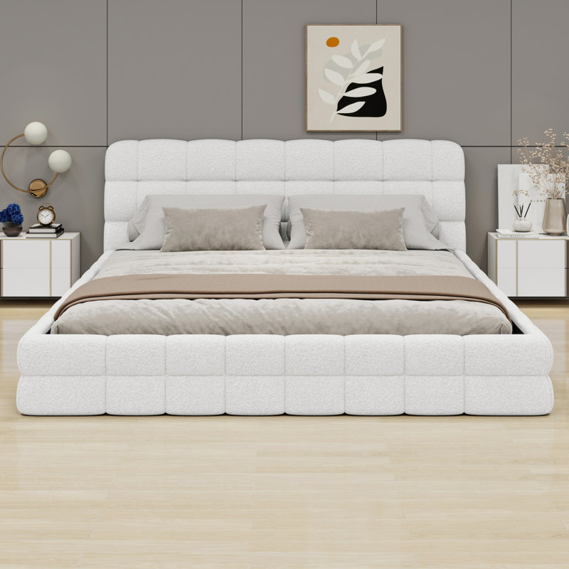 Lit plateforme tapissier, Blanc