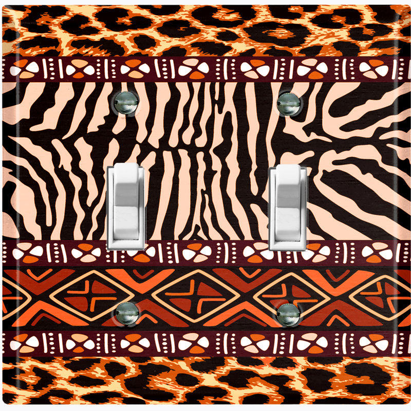 Metal Light Switch Plate Outlet Cover (Safari Pattern African Tribal Cheetah Leopard   - Single Toggle)