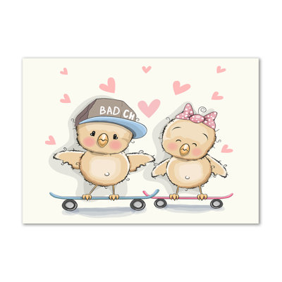 Birds On A Skateboard - Wrapped Canvas Print