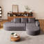 Élégant canapé arrondi en chenille haute résilience et assise très large pour une détente confortable
