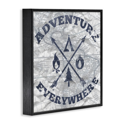 Adventure Everywhere Phrase Framed Giclee Art by Elizabeth Medley
