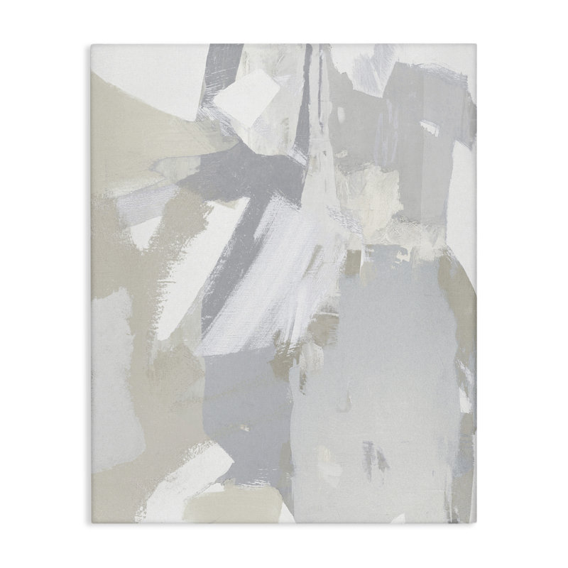 Toile neutre à tons neutres gris et beige, design par Rachel Springer, H 20 po x l 16 po