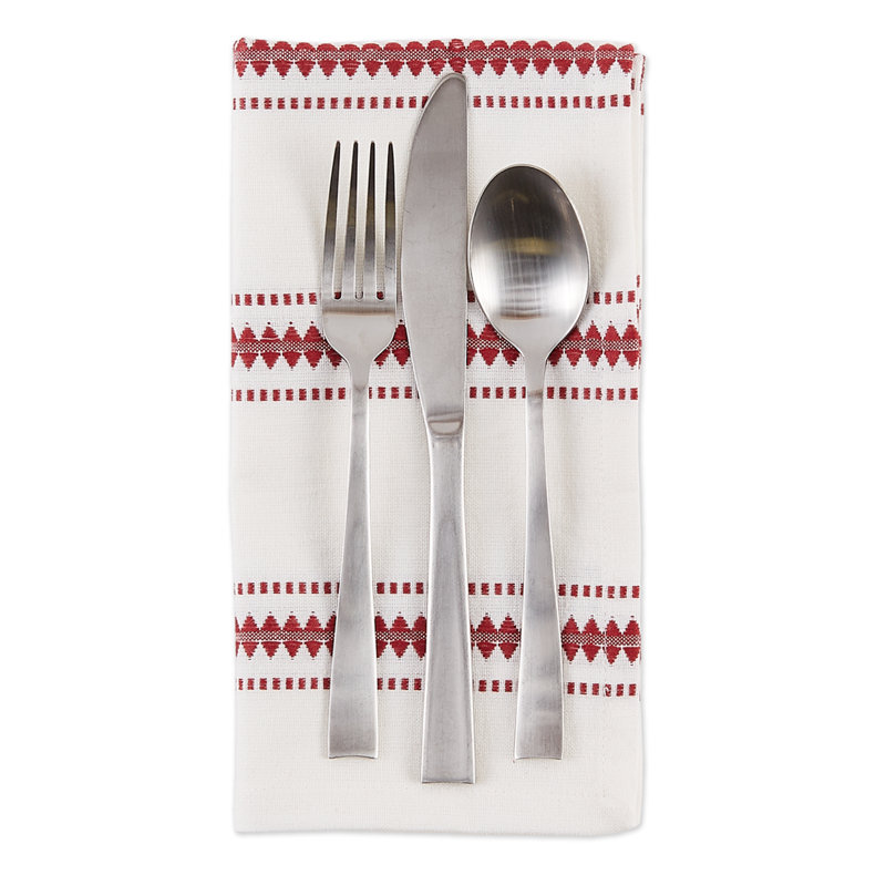 Kuhlman Cotton Striped Square Napkin, Barn Red
