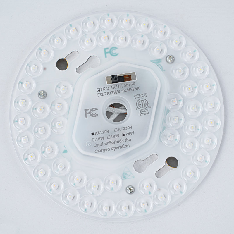 Plafonnier encastré rond à intensité variable, Doré