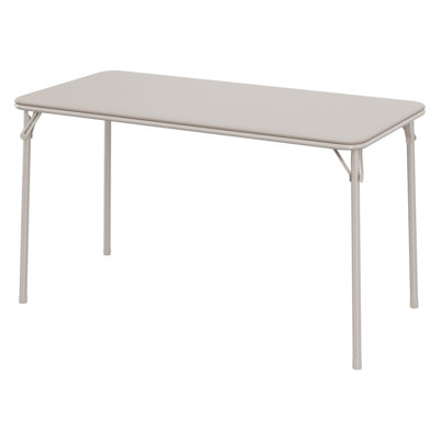 Folding Table, Portable Folding Card Rectangle Table With Sturdy Metal Frame, PU Leather Upholstered Foldable Table
