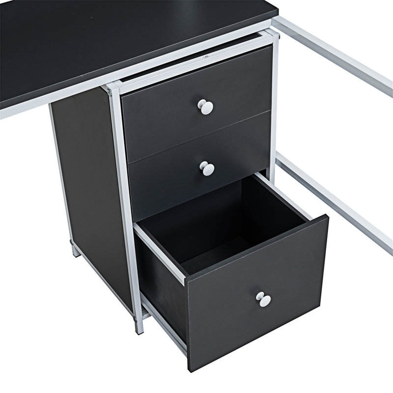 Metal Loft Bed With Bookcase, Black White