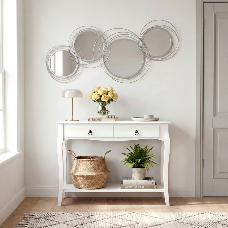 100 cm Farmhouse Console Table with 2 Drawers Traditional Hall Table with Lower Shelf