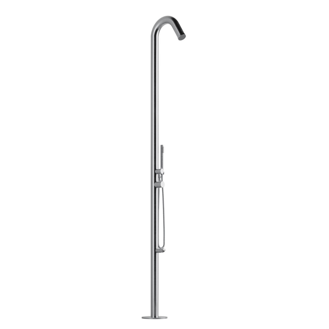 Wave 2.5-in Outdoor Shower System with Hot and Cold Connections Handshower and Foot Spout Brushed Stainless Steel Pulse Showerspas