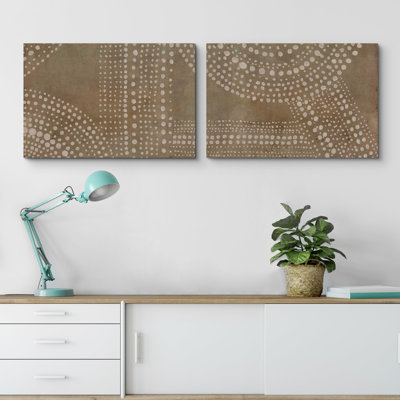 «Mid Mid Century Shape», motif géométrique à motif abstrait brun rustique, 2 pièces