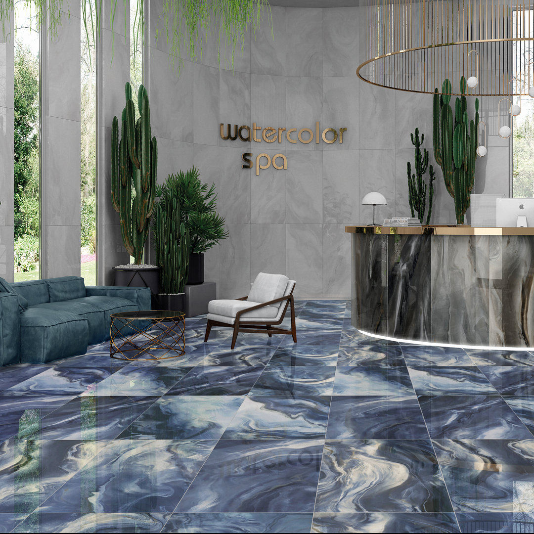 23.62 in. x 47.24. in Polished Porcelain Marble Look Floor & Wall Tile (15.49 Sq. Ft./Case) Bond Tile 