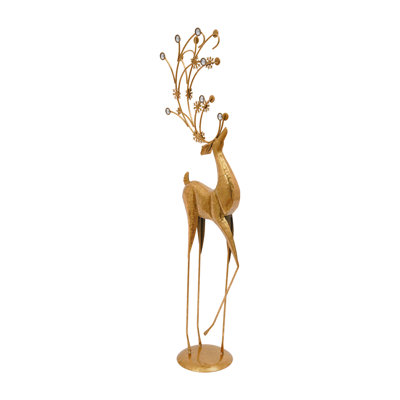 44.48Inch Tall Gold Exquisite Retro Deer Statue Decoration Decorative Ornament Floor Mount Large