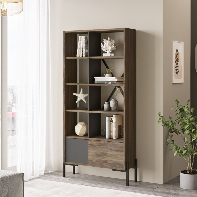Bibliothèque standard H 63 "x l 31,3", Brun / gris anthracite