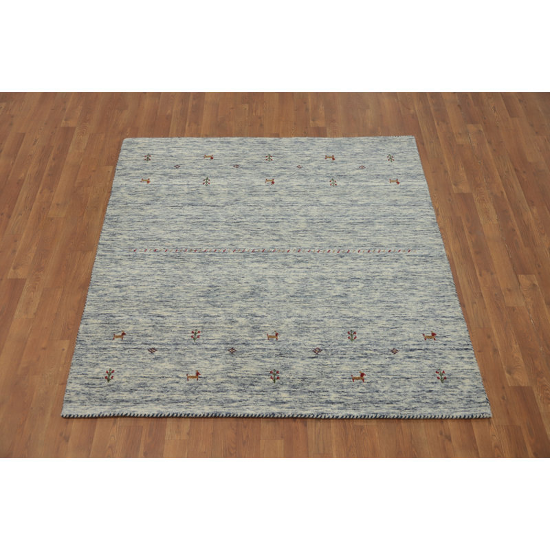 Handmade Wool Gabbeh Style Square Indian Rug 5x5