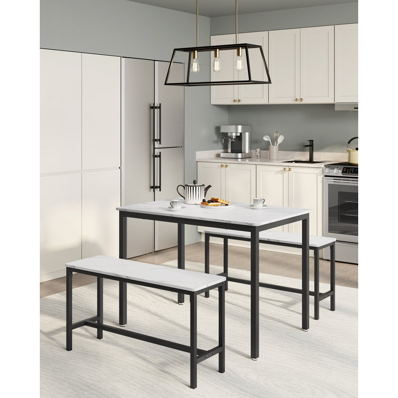 Franko 4 - Person Dining Set, Marble White