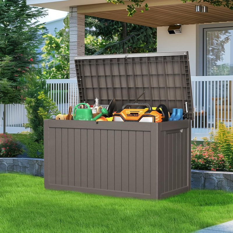260Gallon Outdoor Patio Storage, Extra Large Deck Box (Brown), Brown