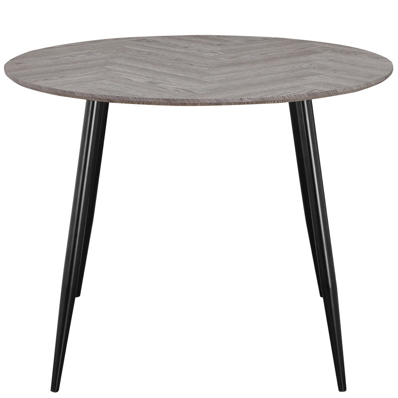 Stronach Round Metal Base Dining Table, Fishbone White Oak