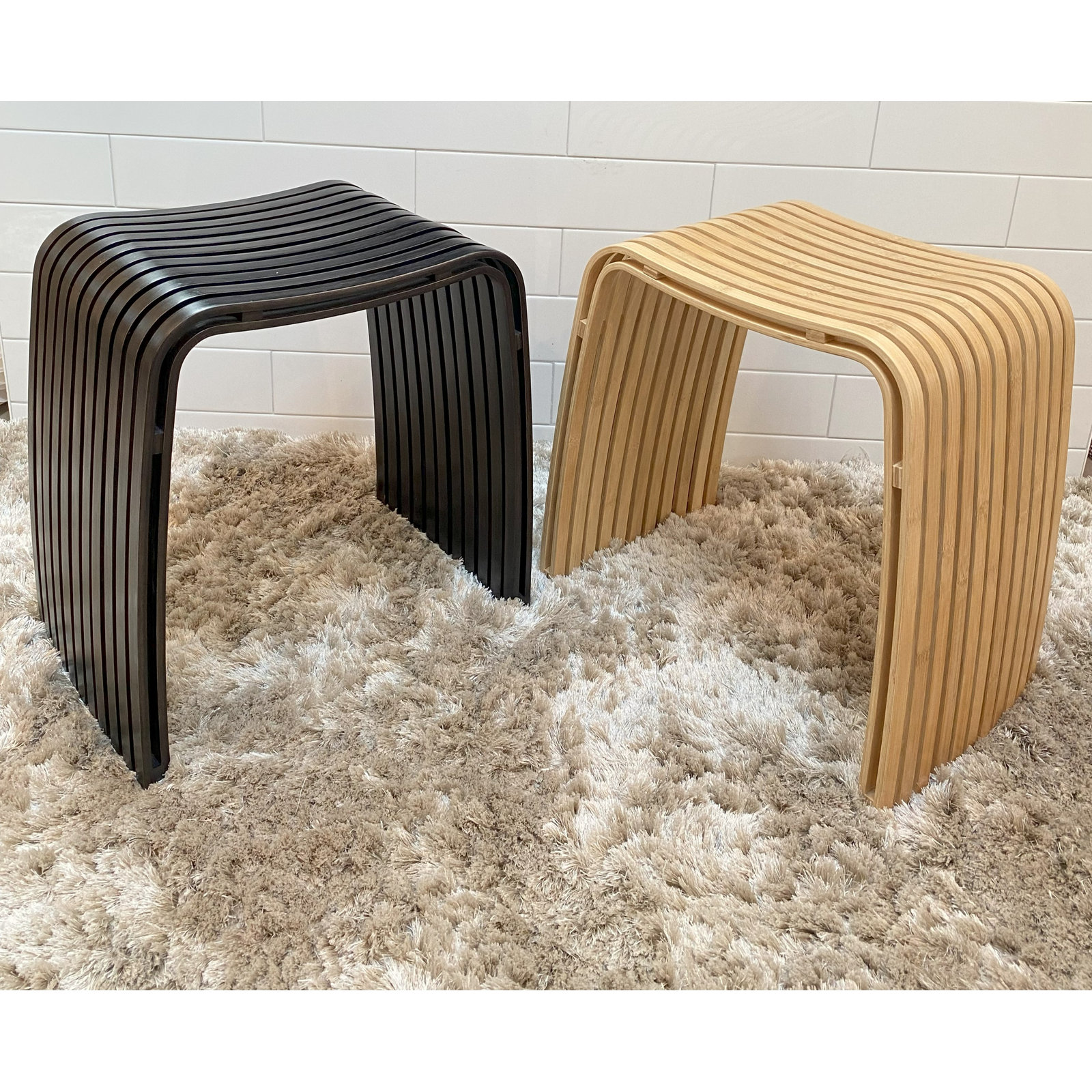 Bamboo Spa Stool 18" Tall, Dark Coffee