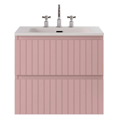 Meuble-lavabo simple flottant cannelé 24 po Atharv