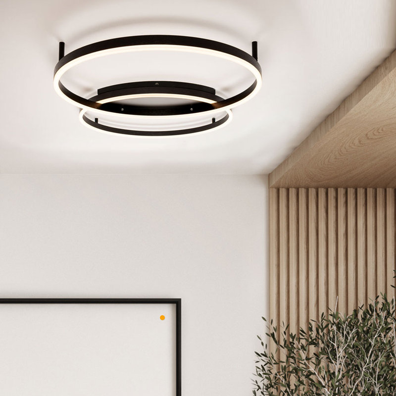 Ring 2-Light LED Ceiling Light, Black, 5.5cm H x 40cm W x 40cm D