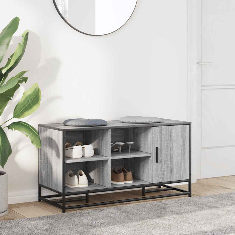 5 Pair Shoe Storage Bench, Grey Sonoma