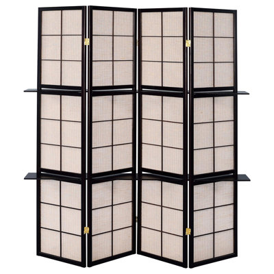 4 paravents brun clair et cappuccino avec tablettes pour étagères décoratives