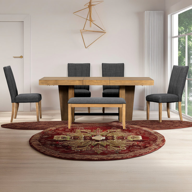 Ensemble de salle à manger 5 pièces avec chaises rembourrées en similicuir, table carrée compacte, Brun, Gris