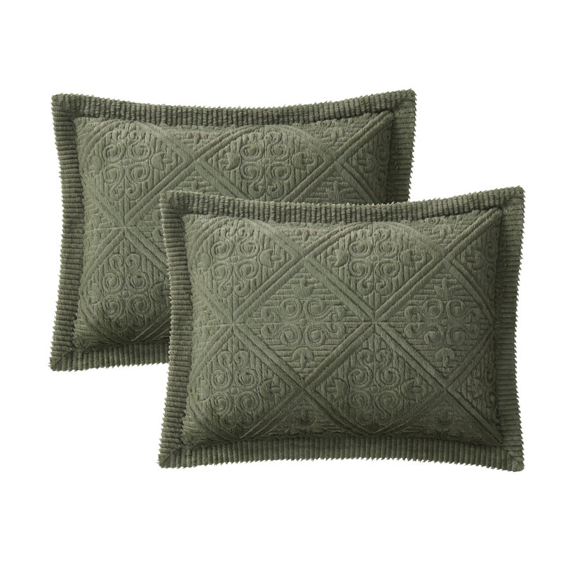 Ensemble de couvre-lit matelassé moelleux Westland, Couvre-lit de très grande taille et 2 taies déco, Olive Moss