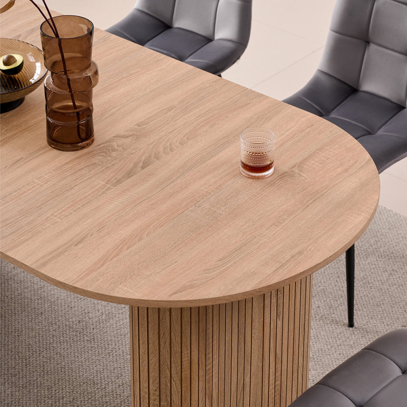 70.8" Oval Dining Table For 4, Modern Farmhouse Kitchen Table For 6, Rustic Large Dinner Table For Dining Reception Room, Oak