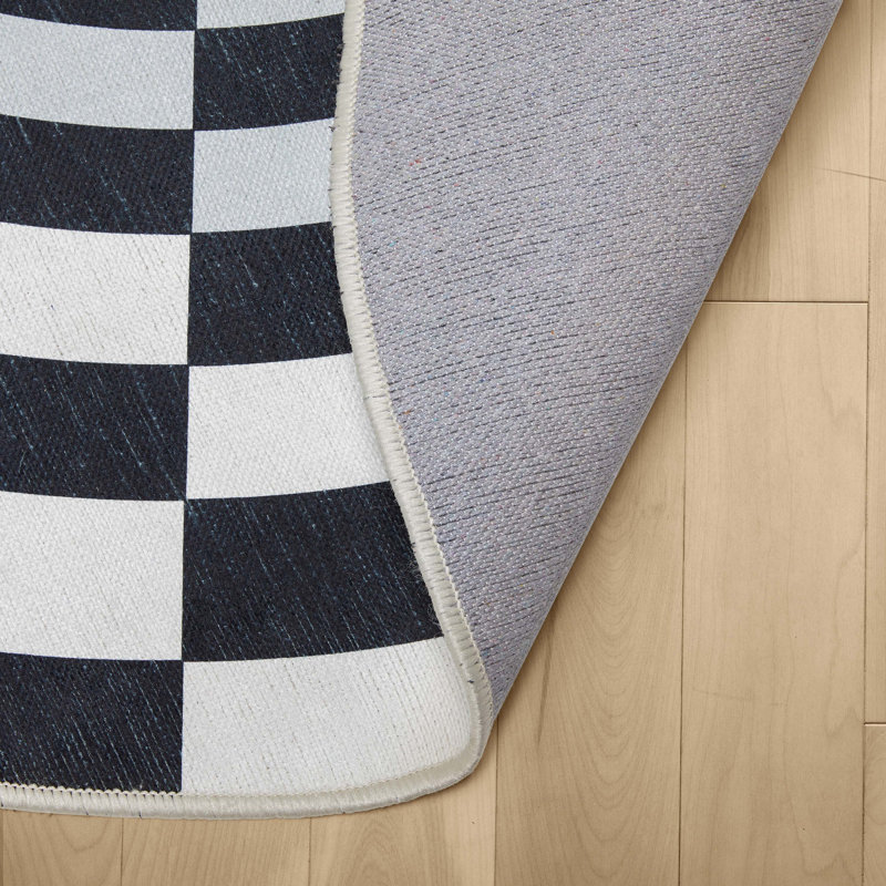 Tapis noir / blanc Kehr, Rond 6 pi 7 po